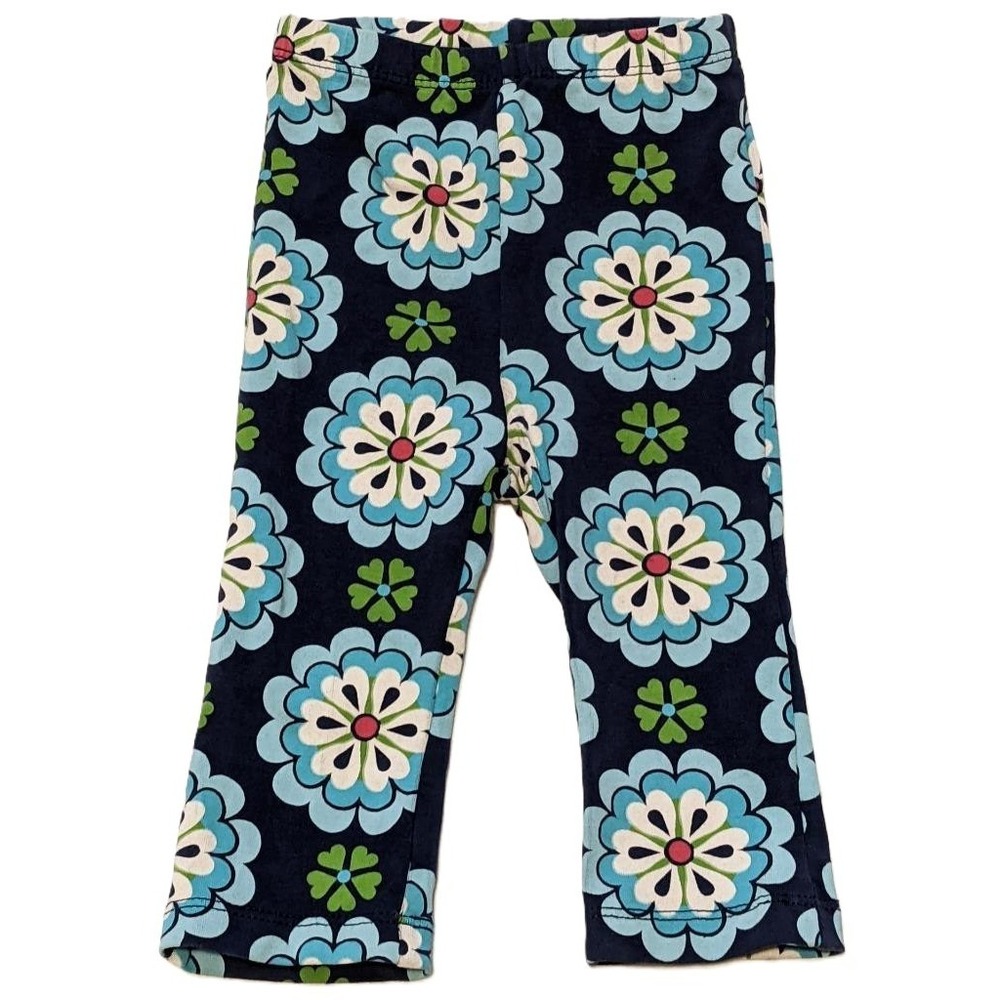 EUC Baby Gap Infant Girls Newborn 3 Months Blue Flower Floral Leggings Pants